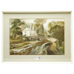 Francis Philip Goodchild ARCA (British 1900-1986): 'Mill Creek - Dartmouth' 'Galmpton Creek' 'Dartmoor - East of Widdicombe' 'Church at Berry Pomeroy' 'Wharflete Cove' 'Evening over the Dart' and 'Near Dittsham', set seven watercolours signed and dated, titled verso max 40cm x 75cm (7)