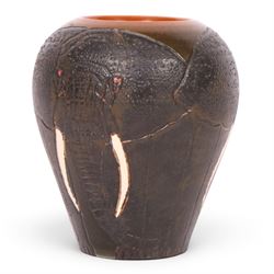 Dennis China Works miniature vase, decorated with elephants, H9cm