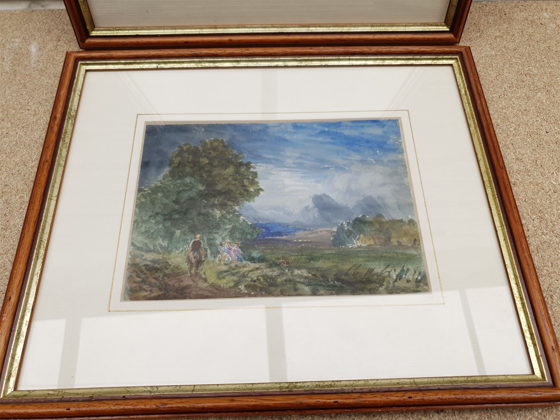 Thomas Hudson (British 1844-1920): 'A Recollection of Cox' and Sun Through the Clouds, pair watercolours, one signed titled and indistinctly dated on original label verso 12cm x 17cm