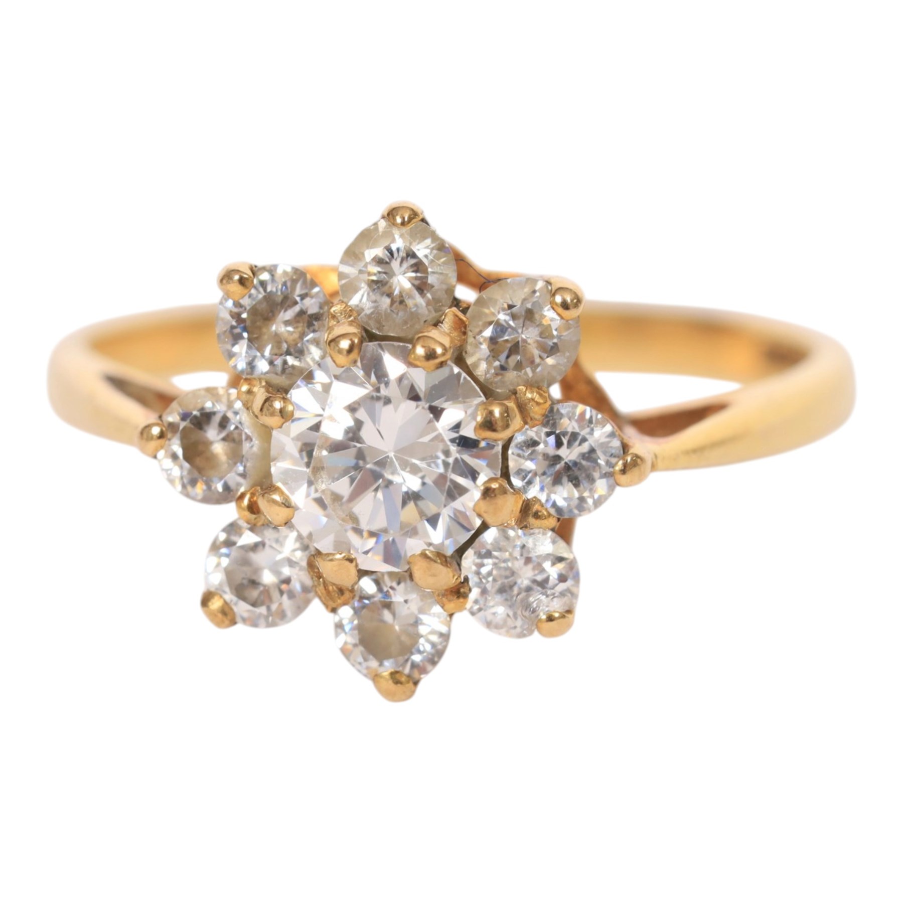Two 9ct gold cubic zirconia rings, both hallmarked