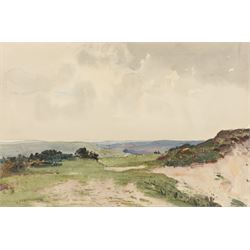 John Sanderson Wells (British 1872-1955): Upland Landscape, watercolour signed 32cm x 46cm