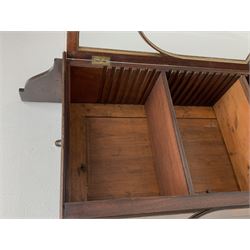 Georgian mahogany Gothic wall hanging cabinet, enclosed by two ogee pointed arch astragal glazed doors, plain sides with shaped top and bottom brackets