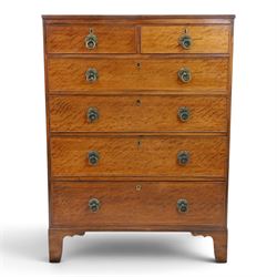 Edwardian mahogany tall chest, rectangular top with reeded edge, above two short over four...