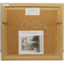 Rachel Ann Le Bas NEAC RE (British 1923-2020): 'Washerwomen by Lake Garda', limited edition etching with aquatint signed titled and numbered 53/75 in pencil 27cm x 32cm 
Notes: this study was Rachel Ann's diploma piece for the Royal Society of Painter-Printmakers and one of the few illustrated in the Society's publication 'No Day without a Line'; exh. Royal Society of Painters in Watercolours Bankside Gallery, London, Label verso