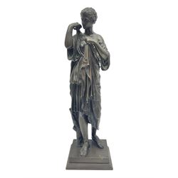  Bronzed figure of a woman in neoclassical dress, H39cm