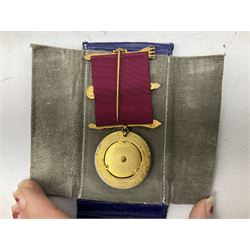 Group of predominantly Masonic Jewels of Office, to include silver, and silver gilt and enamel examples, mostly 1950's and 1960's in date, etc. 