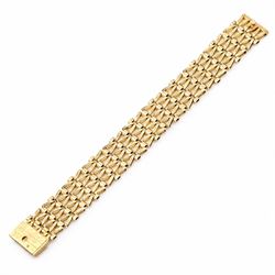 9ct gold fancy rectangular link bracelet, London 1979