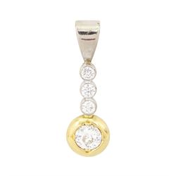 18ct gold diamond pendant, principal old cut diamond of approx 0.30 carat, set in yellow g...