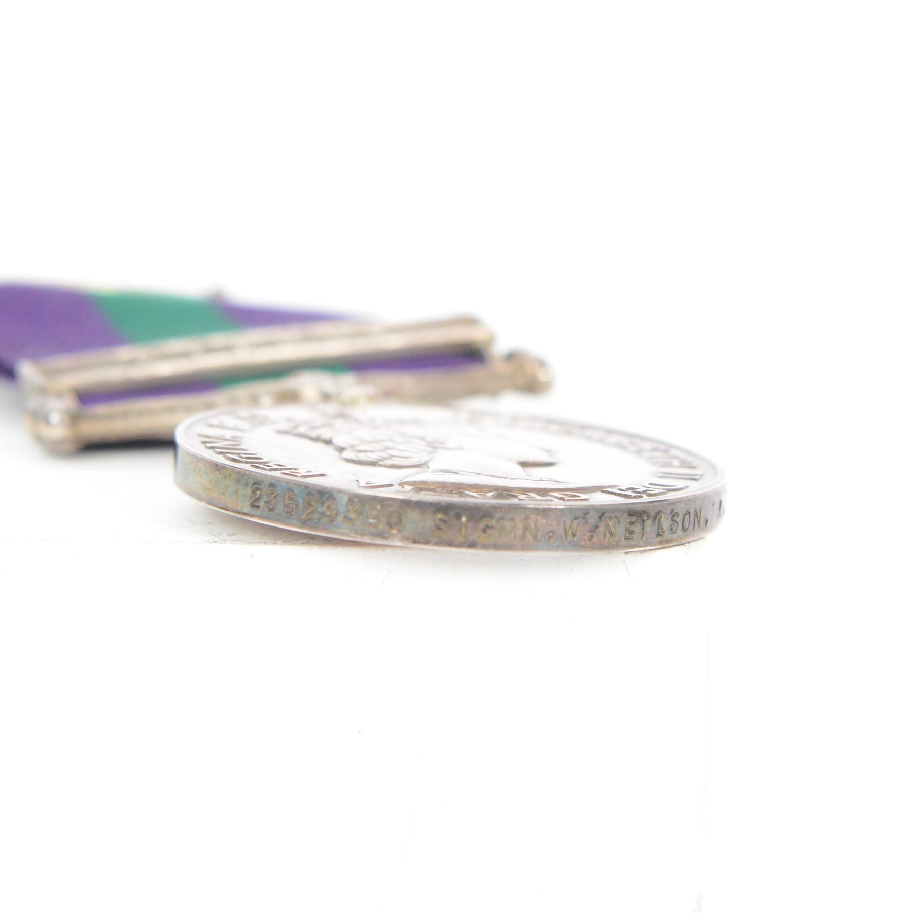 Elizabeth II General Service medal with Cyprus clasp, awarded to 23528390 SIGMN WL Neilson R.Sigs together with Fire Brigade long service medal awarded to Fireman William Neilson 