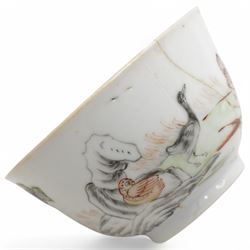 Small 18th century Chinese tea bowl and saucer decorated with ducks in flight and on a river bank, early 19th century Chinese tea pot decorated with landscapes, three small bowls and other Chinese items