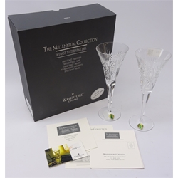  Waterford Crystal Toast of The Year 2000 pair of crystal Toasting Flutes 'Health' with certificates & original box  
