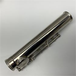 Earlham silver plated three-piece flute, serial no.940562; in fitted carrying case