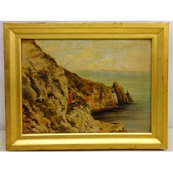  Coastal Rocks, 19th/early 20th century oil on board unsinged 22cm x 29.5cm  