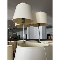 Set of twelve chrome table lamps with various shades (12)- LOT SUBJECT TO VAT ON THE HAMMER PRICE - To be collected by appointment from The Ambassador Hotel, 36-38 Esplanade, Scarborough YO11 2AY. ALL GOODS MUST BE REMOVED BY WEDNESDAY 15TH JUNE.