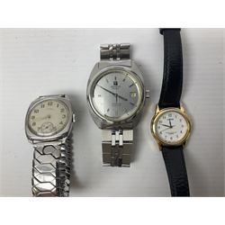 Shield manual wind stainless steel wristwatch, together with a Tissot Seastar Quartz wristwatch and two others