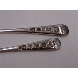 Set of six mid 20th century silver 'British Hallmarks' spoons by Roberts & Belk Ltd, each depicting a different British hallmark, dated 1953, in fitted case