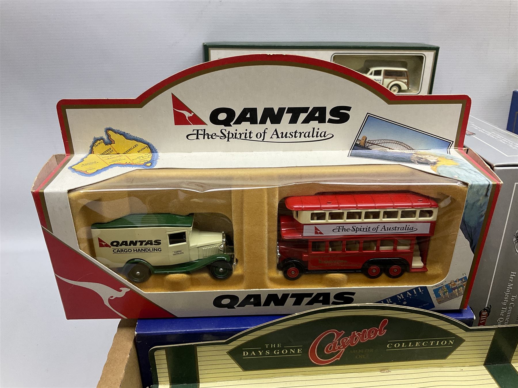 Large collection of die-cast sets including Qantas The Spirit of Austalia, North Yorkshire Moors Railway, Exclusive First Editions Volume 1 and other sets in two boxes (35)