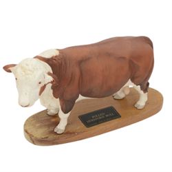 John Beswick Limousin Bull, together with Beswick Connoisseur Polled Hereford Bull in matt