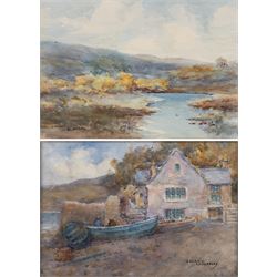 James Ulric Walmsley (British 1860-1954): House on the Lakeside and Moors Landscape, two w...