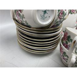 Crown Staffordshire Thousand Flowers pattern part tea service, to include teapot, two open sucriers, eighteen cups, fifteen saucers etc (57)