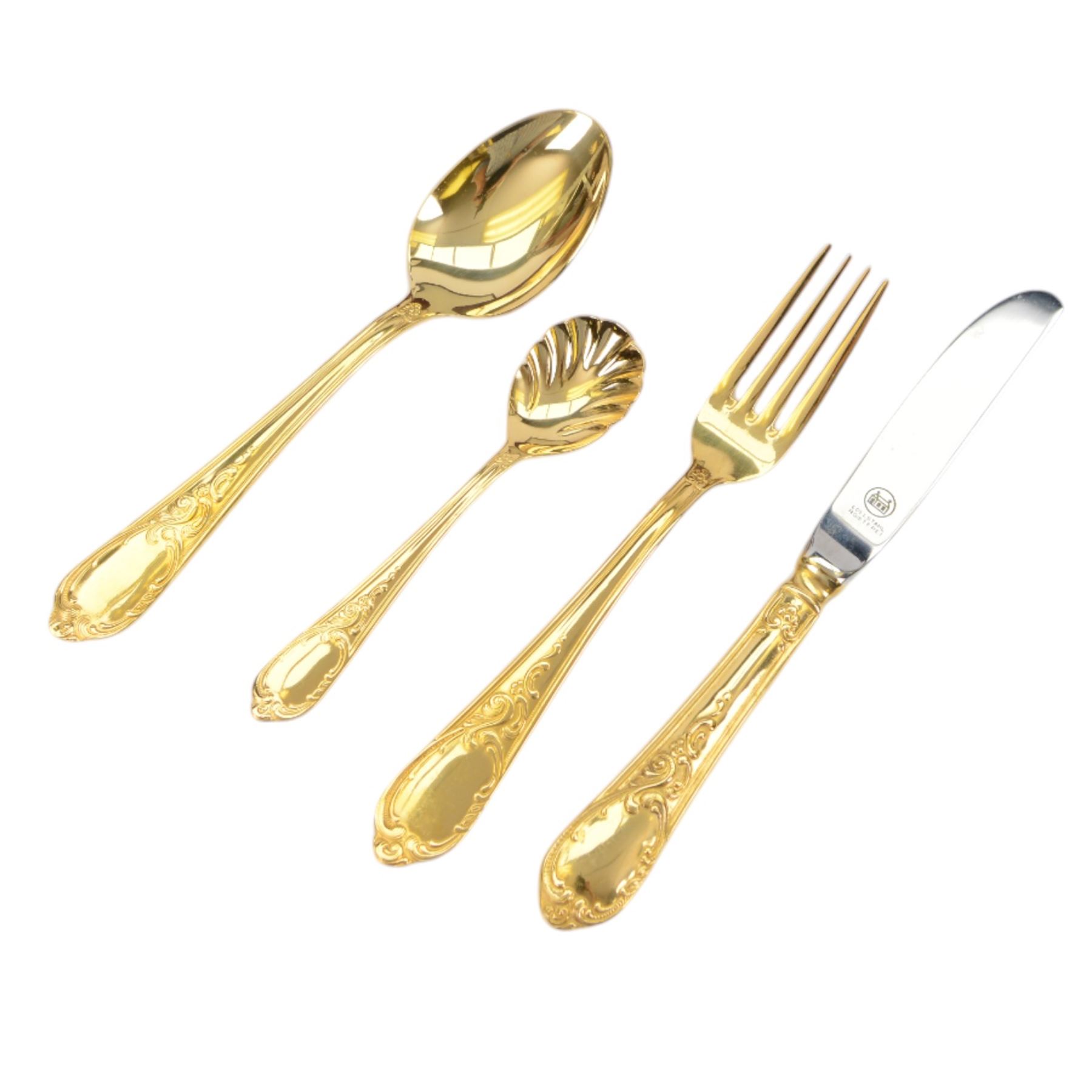 Chromstahl canteen of gilt cutlery for twelve 
