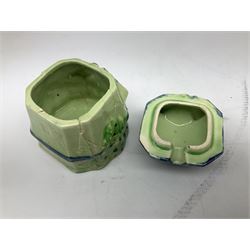 Collection of Japanese Maruhon ware novelty preserve pots, to include examples modelled as a windmill and cottages, together with other 1920s and 30s Art Deco style preserve pots, etc