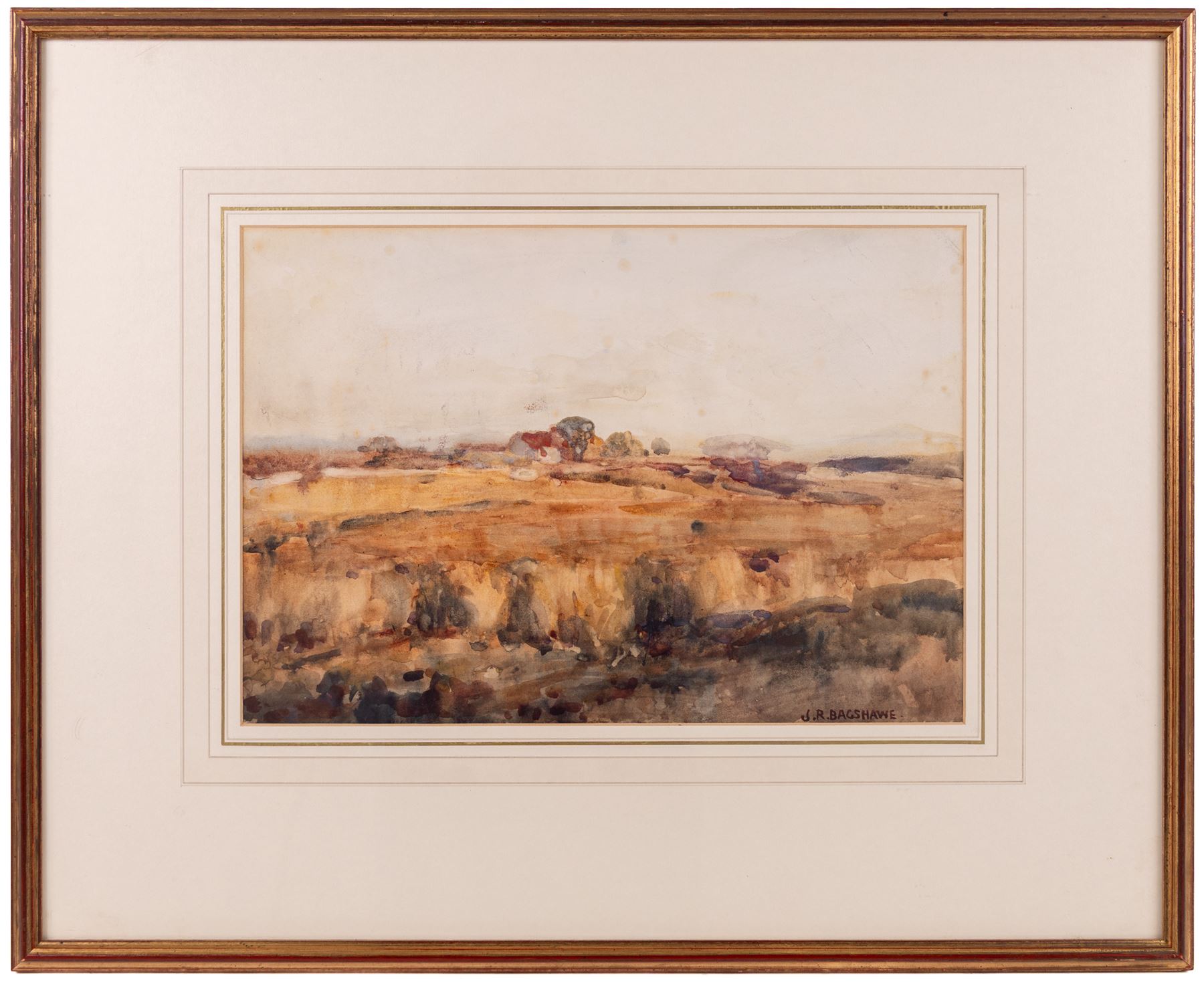 Joseph Richard Bagshawe (Staithes Group 1870-1909): Autumnal Landscape, watercolour signed 24cm x 35cm 
Provenance: exh. Walker Galleries, Harrogate, label verso