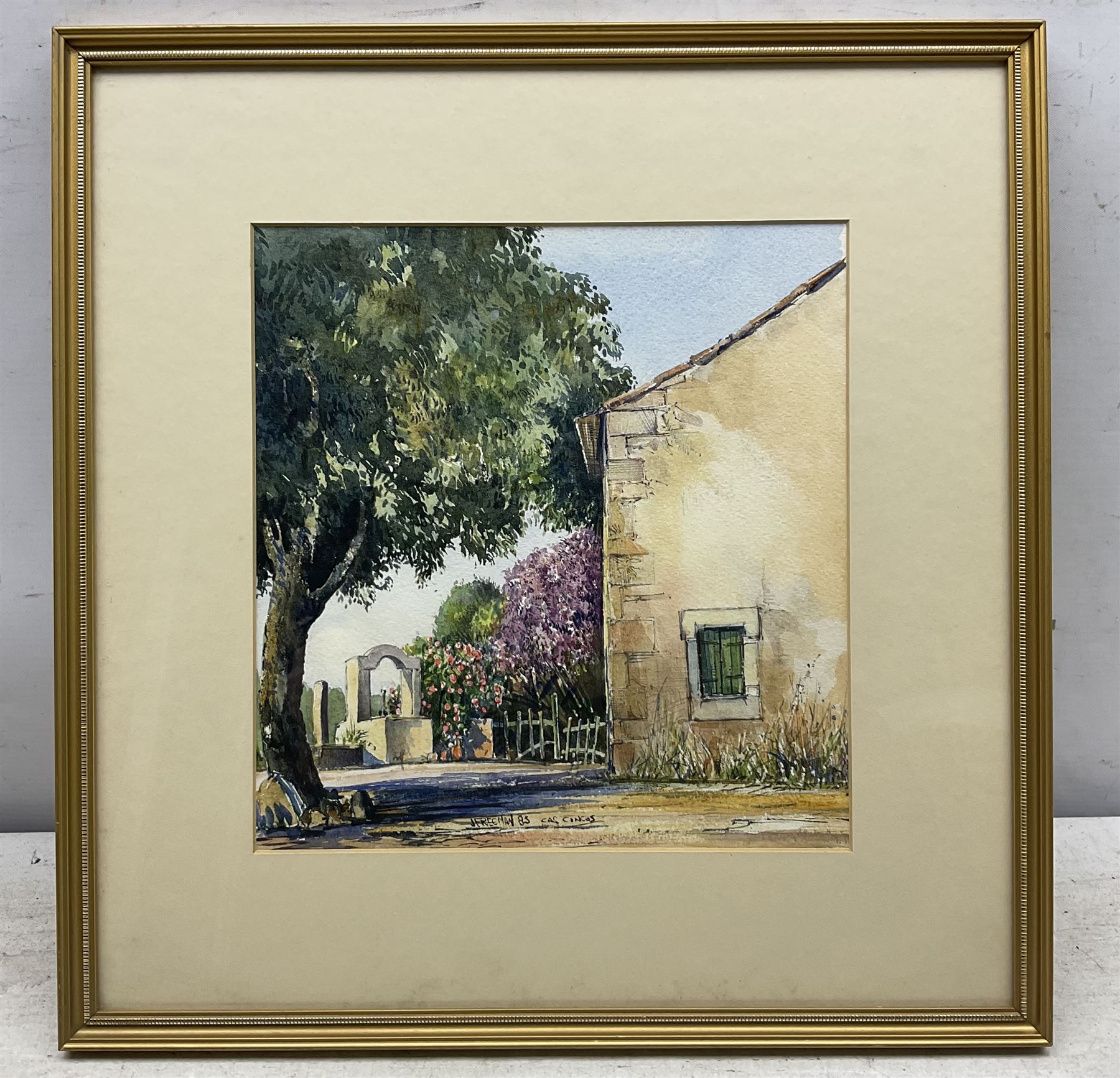 John Freeman (British 1942-): 'Cas Concos' Spain, watercolour signed titled and dated '85, 24cm x 23cm