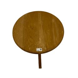 Rectangular pine coffee table (81cm x 50cm, H47cm), circular pine occasional table and a square pine occasional table