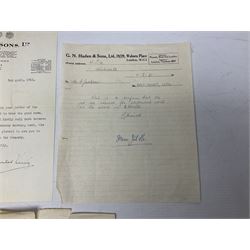 Folder of six items of WW2 correspondence relating to essential war works to 10 Downing Street and other government buildings in London; dated 1941; and WW1 Bovril Handy Book and Diary of the War.