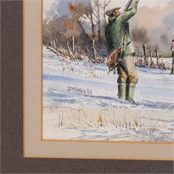 John Freeman (British 1942-): The Shooting Party, watercolour signed and dated '84, 26cm x 26cm