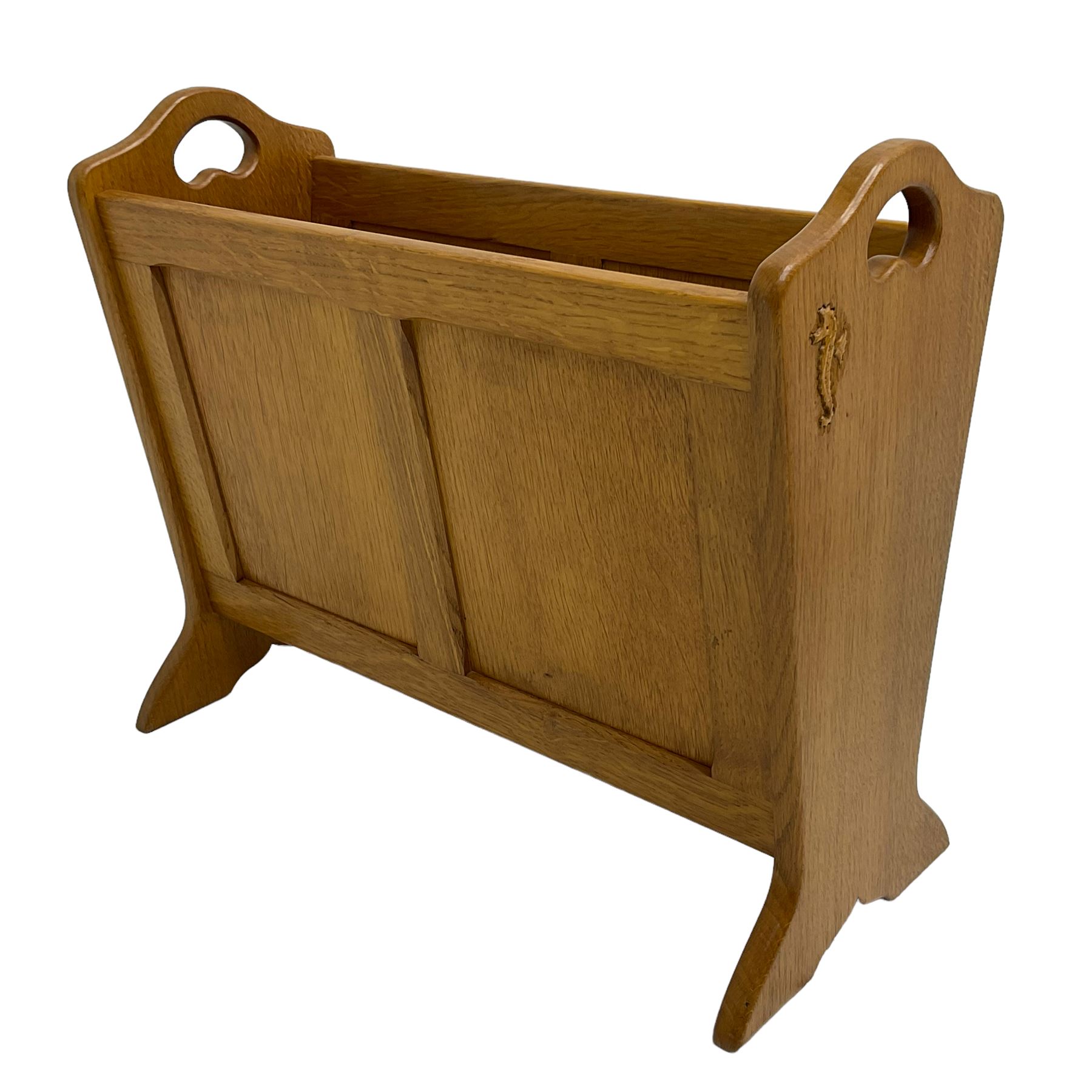 Seahorseman - oak panelled magazine rack, by Shaw and Michael Riley of Hessay, York
