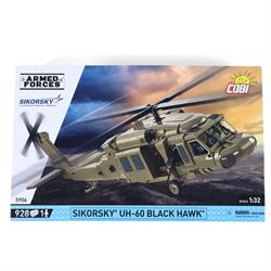 Three Cobi Bricks Armed Forces sets, comprising 1:32 scale no. 5906 Sikorsky UH-60 Black Hawk, 1:35 scale no. 2627 Challenger 2 and 1:48 scale no. 5836 Bell Boeing V-22 Osprey, all in sealed boxes
