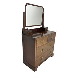 Edwardian mahogany dressing chest, fitted with two short and two long drawers, raised mirror back