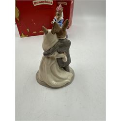 Five Royal Doulton Bunnykins comprising Sundial, Wedding Day, Gladiator, Romeo and Juliet 