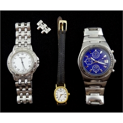 Raymond Weil gentleman's stainless steel bracelet quartz wristwatch No. 5560, Gianni Sabatini gentleman's stainless steel wristwatch and a Seiko ladies wristwatch