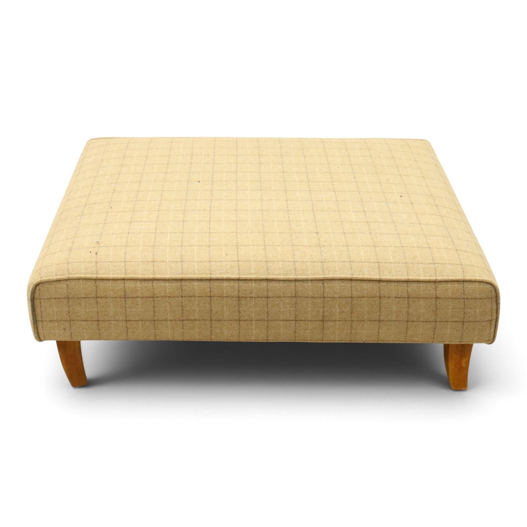 Large footstool, upholstered in tweed fabric