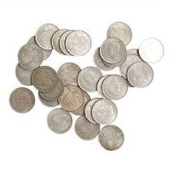 Thirty-two King George V and King George VI silver half crown coins, many lustrous and uncirculated