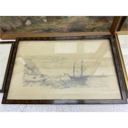 Collection of antique watercolours and prints, with one map (11)