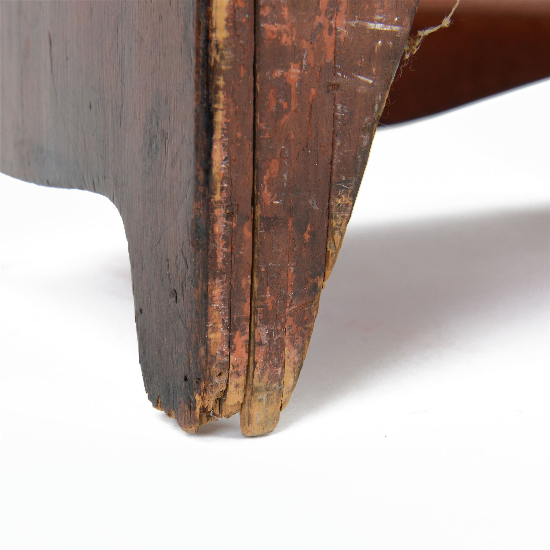 Victorian mahogany 'apprentice piece' miniature chest, rectangular top over two short and two long cock-beaded drawers with turned handles, shaped apron and bracket feet 