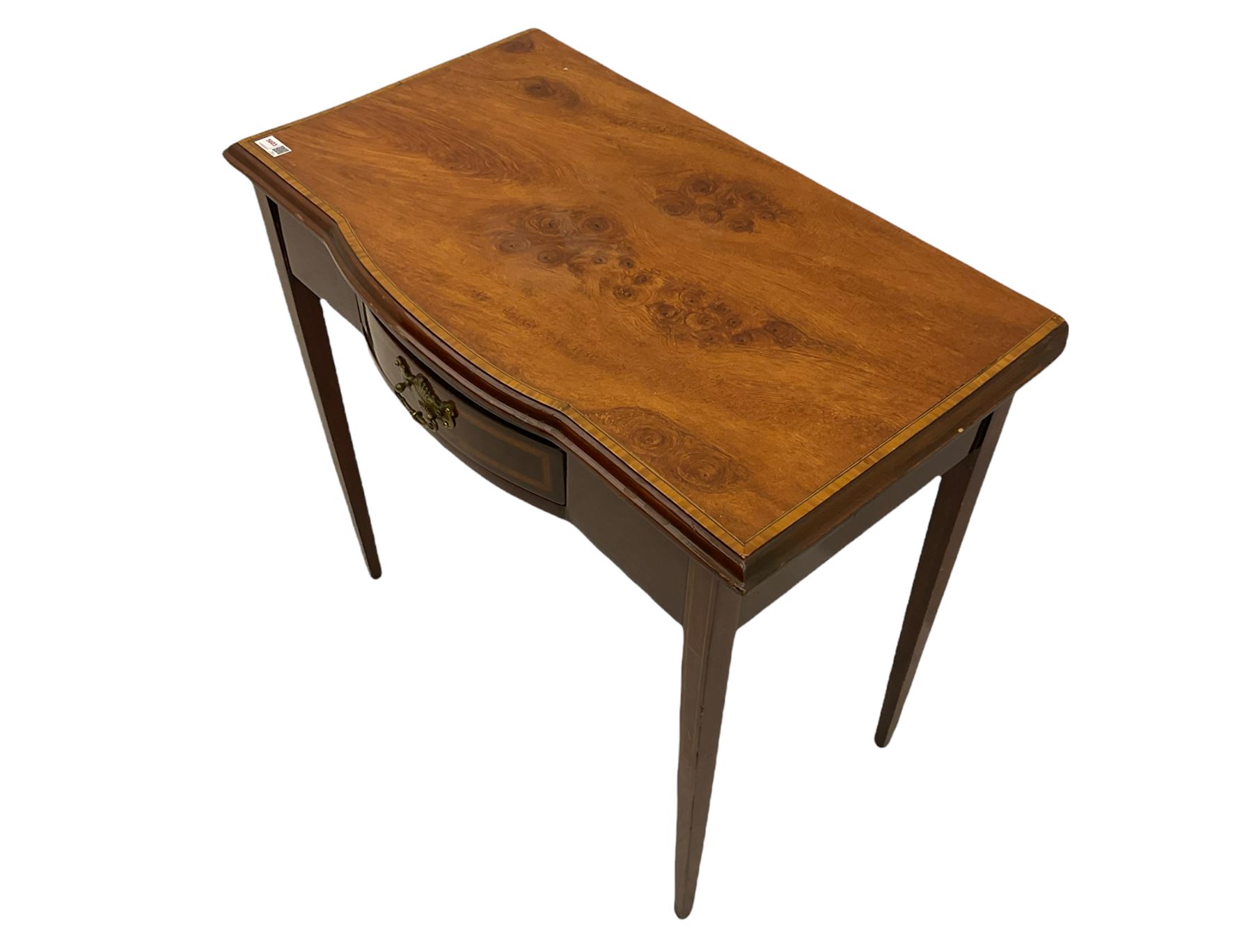 Edwardian mahogany plant stand, mahogany plant stand, two smokers stands, mahogany centre table, side table with drawer, hardwood folding chair, Edwardian mirror glazed corner cabinet and an occasional table (9)