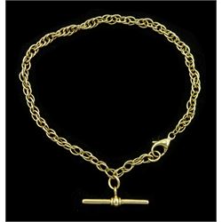 9ct gold Prince of Wales chain bracelet, with T-bar, hallmarked