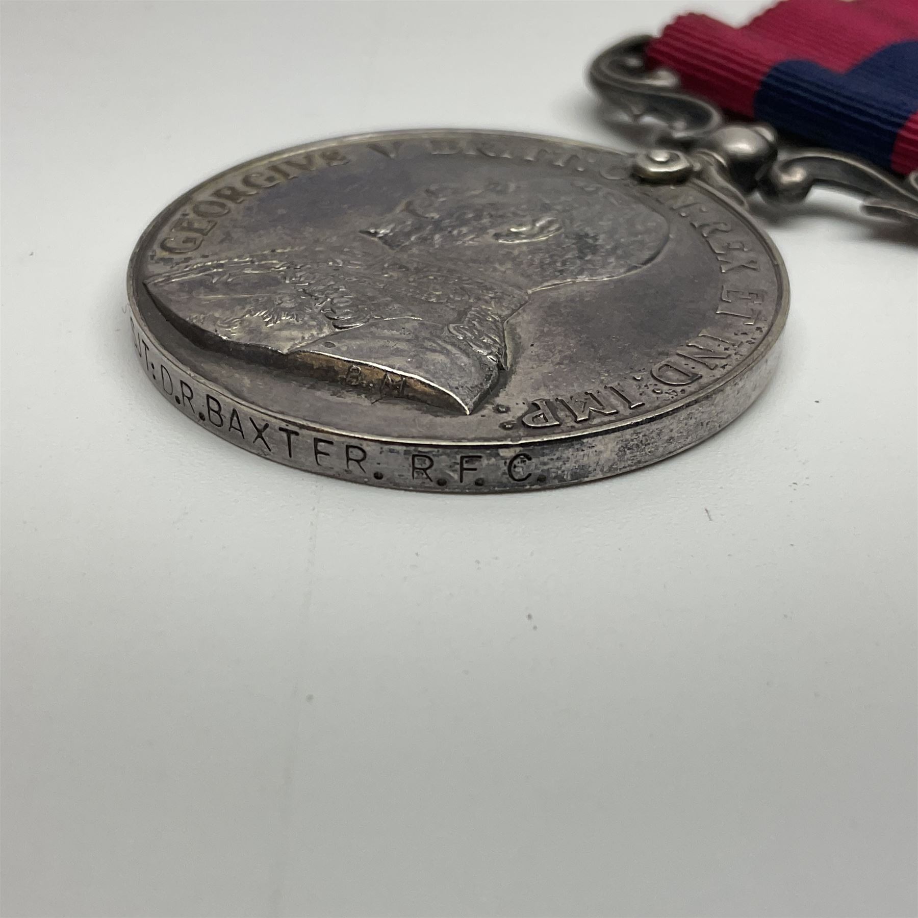George V WW1 Distinguished Conduct Medal re-named to 1336 Sjt. D.R. Baxter R.F.C. with ribbon