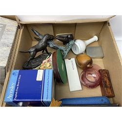 Large collection of items, to include tea service, Masons vase, glassware etc, in eight boxes 