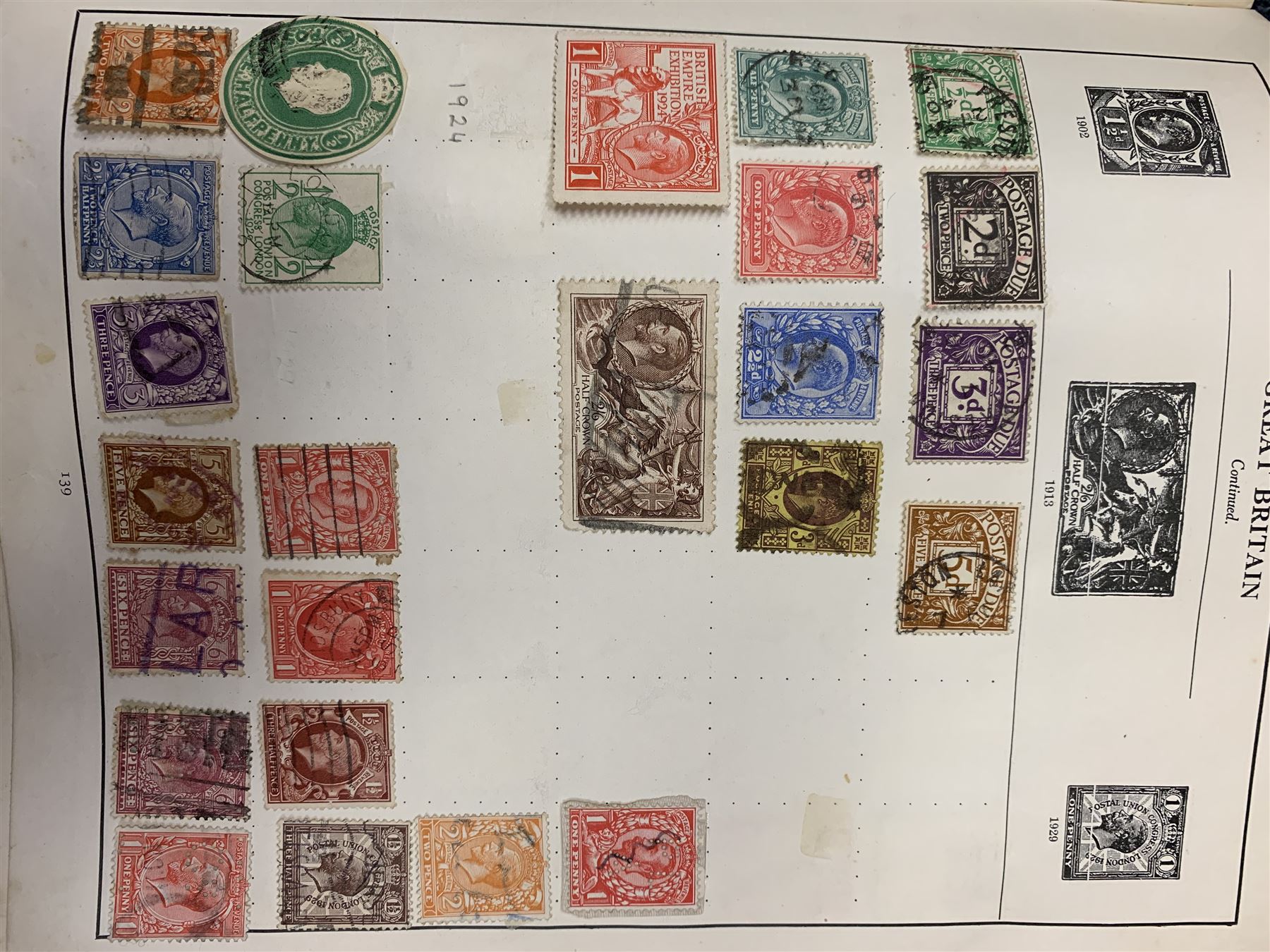 Great British and World stamps including two Queen Victoria penny black stamps, both with black MX cancels, King George V seahorse stamp,  World stamps including Austria, Belgium, Cyprus, Finland, France, Gibraltar, Italy, Hong Kong etc, in two albums and loose and a small number of mixed coins
