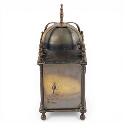 20th century brass lantern clock, the mechanism marked Empire, with key, H26cm