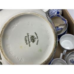 Wedgwood jasperware trinket box, commemorative ware, blue and white ceramics and a collection of other ceramics and collectables in five boxes