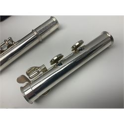 Buffet Crampon Model BC6010 silver plated three-piece flute, serial no.767918; in fitted case with cleaning rod