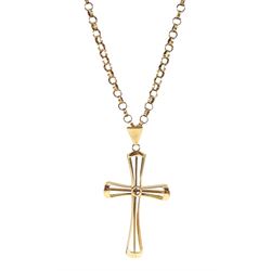 9ct gold cross pendant on 9ct gold belch