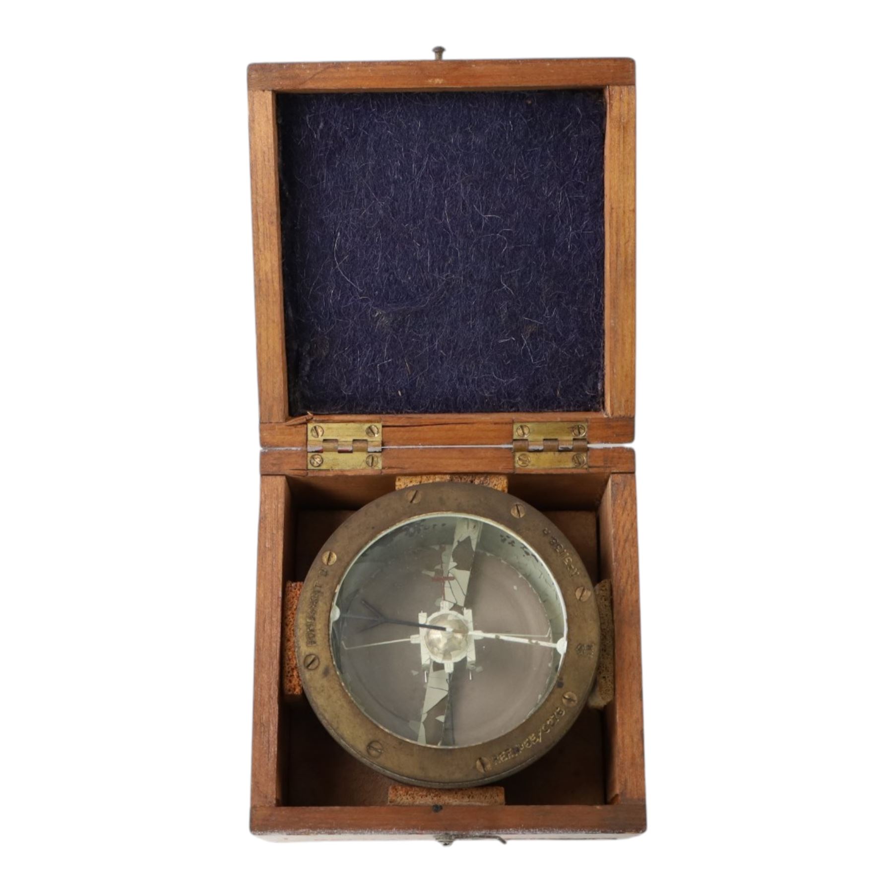 WWII Air Ministry 'Bombsight D' compass, in fitted wooden box